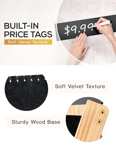 BS-VOG Necklace Display for Vendors, Foldable Jewelry Display Stand for Selling 66 Necklaces, 3-Tier Wood Jewelry Holder Storage Organizer with Black Velvet for Craft Shows & Boutiques