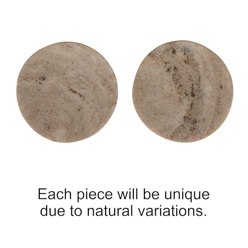 Creative Co-Op Marble Round Soapdish, Beige - color: Beige