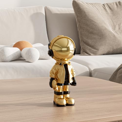 EZ4ENCE Small Figurine Statue Astronaut Sculpture Decor,Sculpture for Home Decor,Arts Gold Shelf Decoration,Cool Metal Mask Table Decor,Mini Ornament - color: Rose Gold, size: Medium