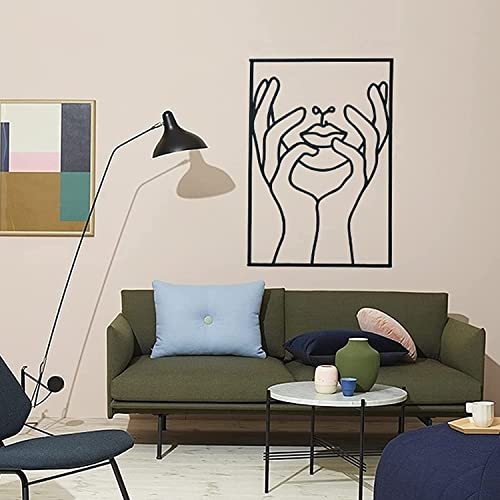 Glamativity Large 4 Pack Black Wall Art, Minimalist Single Line Art, Real Metal Wall Art, Woman's Body Shape Abstract Art (Black Classic Style, L Size 22.5 x 15.7'') - color: Black Classic Style, size: L Size 22.5 x 15.7''