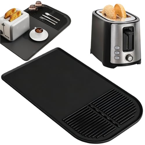 Silicone Toaster Countertop Mat for Kitchen, Heat Resistant Crumb Catcher Tray for Toaster, Catch Crumbs & Spills, Protect Countertops, Easy to Clean (Black) - color: Black