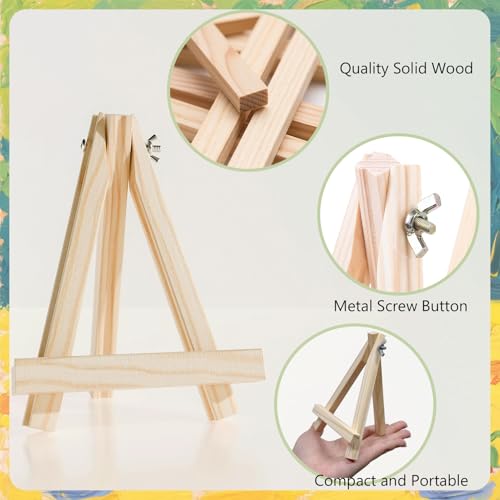 12 Pcs Mini Wood Easel Stands 6 Inch Tabletop Display Holder for Art, Photos, Menus, Wedding Cards, Small Canvases