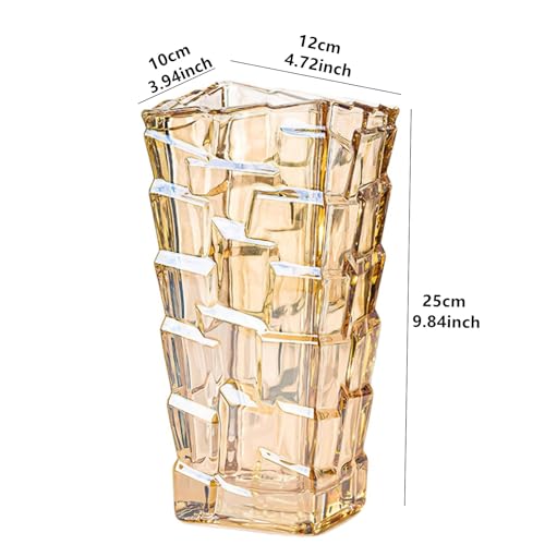 Modern Glass Vases Stair Style Flower Vase Desktop Ornaments Propagation Station Plant Holder for Home Wedding Decor (Amber, Square Stairs) - color: Amber Stairs, size: Square Stairs