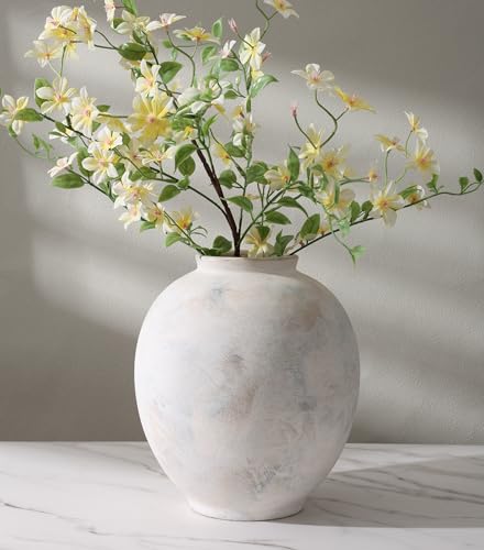 Starttag Large Ceramic Vase, 9.8 inch Rustic Farmhouse Flowers Vase for Home Decor, Sandstone Texture Round Pottery Tall Vase Indoor for Table Living Room Decor, Wabi Sabi - color: Wabi-sabi