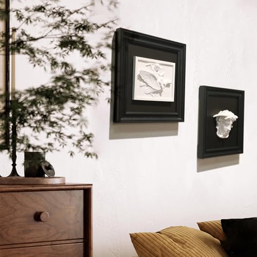 FOLKOR LIFE Framed Black and White Wall Art Sculpture Cherub Angels Modern Classical Decor, Cupid Romantic Love Wall Decor Greek Mythology Framed Plaster Relief Sculpture for Bedroom Living Room - color: Cupid Statue SY04