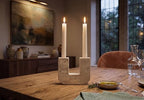 Spiretro Elegant U-Shape Marble Candle Holder for Taper Candles – Real Marble with Grayish-White and Brown Veining, Soft Pads for Surface Protection – 5.5” W x 4.5” H x 1.75” D