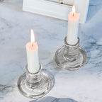 12pcs Taper Candle Holders, Glass Crystal Candlestick Holders Bulk, Clear Candle Holders for Dining Table Centerpiece - color: Transparent
