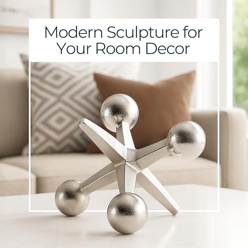 Modern Decorative Sculpture Figurine - Home Accent for Living Room Decor or Bathroom Decor - Elegant Statement Ornament for Shelf or Coffee Table Styling in Office or Any Room - 5" Silver & Metallic - color: Silver/Metallic