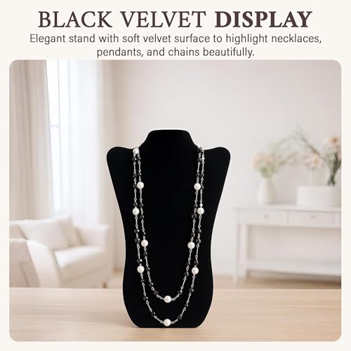 RJ Displays Jewelry Display for Vendors, Black Velvet Necklace Display Stand Holder, Jewelry Stand Necklace Holder for Vendors. Jewelry Display Stand 14” H. - color: Black