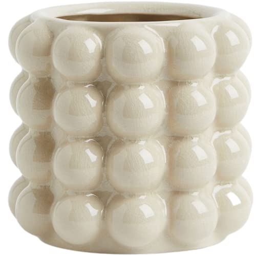 Bubble Vase, Beige Ceramic Vase for Flowers, Short Vases for Boho Decor, Decorative Vases for Flowers, Living Room, Bedroom, Office, Fireplace, Mantel, Coffee Table, 5 Inches - color: Beige, size: Medium