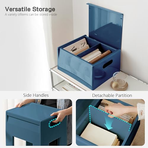 Nightstand Bedside Table with Storage Space, Multifunctional Colorful Plastic End Table Small Side Table for Bedroom, Dorm and Small Spaces, Easy Assembly(14.7" D x 11.8" W x 15.8" H, Blue) - color: Blue