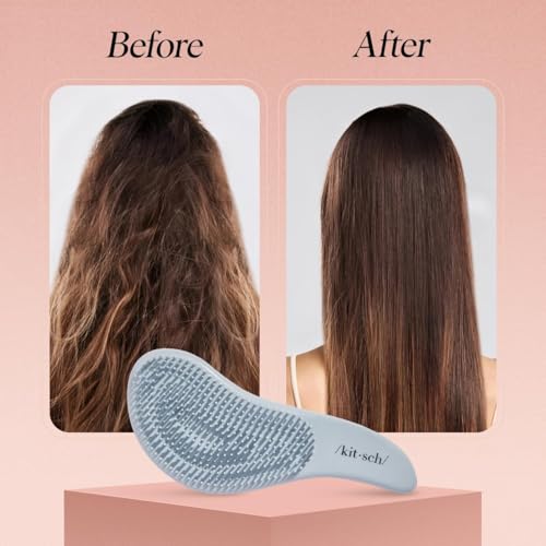 Kitsch Detangler Brush – Gentle Curly Hair Brush with Flexible Bristles for All Hair Types - Wet or Dry | Detangling Hair Brushes for Women & Men, Hairbrush for Adults & Kids - Haze Blue - color: Haze Blue