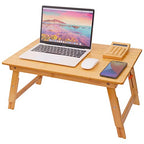 Lap Desk for Bed, COIWAI Bed Desk Bed Table Tary, Low Desk Table, Folding Floor Table, Adjustable Height, Portable Foldable Picnic Desk,Serving Breakfast Coffee in Bed Couch Floor .Bamboo - size: 23.6"*15.8" Height-adjustable