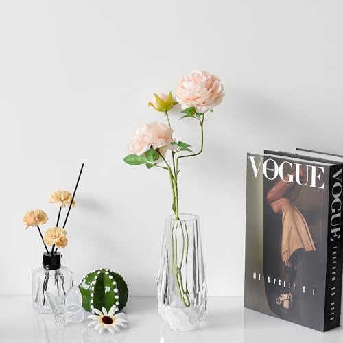 Kitcom Flower/Bud Crystal Vase Decorative Vases for Home or Wedding, Outline Dimensions W3.1''xH7'', Clear with Gift Box - size: Large