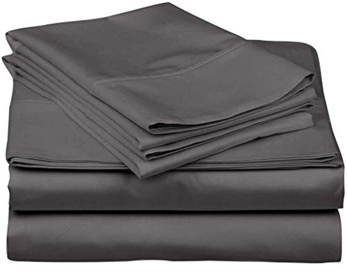 Italian 1500 Thread Count Heavy Soft Egyptian Cotton Sheet Set DEEP Pocket, Queen, Grey Solid, Premium Italian Finish (Features : Fully Elastic Fitted Sheet Fits 7-9" Pocket) - color: Elephant Grey ( Solid ), size: Queen Size (Fits 7-9 in Pockets)