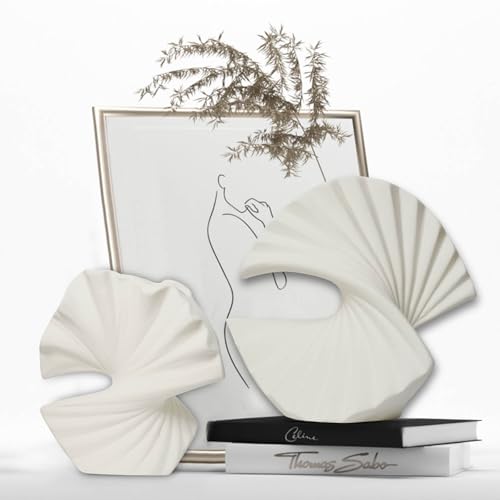 Sector Vase, Set of 2 - Minimalist Nordic, White Ceramic Sector Vase Vase Decor | Table Centerpiece, Olive Plant, Wedding, Living Room, Bookshelf, Office, Modern Home, Entryway, Console - color: Arch Shape-white
