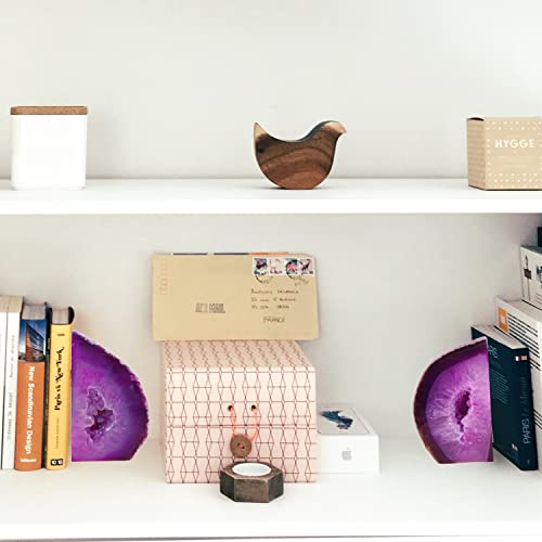 Agate Geode Bookends Dyed Pink 4-5 Lbs Large Stone Bookends 1 Pair Decorative Bookends for Shelves - color: Pink, size: 4-5LBS