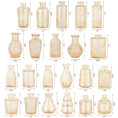 RUCKACE Bud Vases in Bulk 22 Gold Glass Small Vases Flower Vase for Centerpiece Table Wedding Decorations Home Decor Party - style: Gold 22 Pack