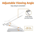Amazon Basics Sturdy and Portable Ergonomic Laptop Stand for Desk, Height Adjustable Riser with Ventilated Cooling, Foldable, Fits all Laptops up to 15.6 Inch, Silver
