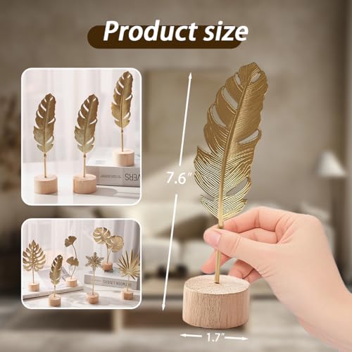 Gold Leaf Home Decor Set - Metal Leaves Statues, Modern Artistic Sculptures for Living Room, Office, Shelf & Home Decorative, Handmade 3D Botanical Accents (Monstera, Ginkgo, Snowflake, 3PCS) - color: Monstera, Ginkgo, Snowflake