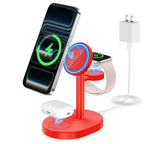 Hevanto 2026 3 in 1 Wireless Charging Station for Apple MagSafe Charger, 15W Fast Magnetic Mag-Safe Charger Stand for iPhone 17 16 15 14 13 12 Apple Watch AirPods Compatible with MagSafe, DeepRed - color: DeepRed