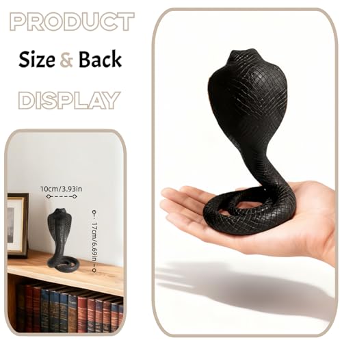 King Cobra Snake Statue Sculpture, Animal Figure Collectible Gifts for Snake Lover Office Home Decor Desk Decoration Garden Yard Figurines Outdoor Decor, Black Color - color: Black