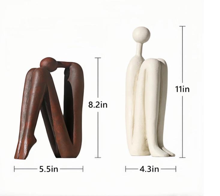 Decorative Bookends for Shelves,Book Ends Unique Thinker Statue,Resin Non Skid Book Ends to Hold Books Decorative,for Home,Office Desk,Bookshelf,Study,1Pair/2Piece 11'' (red and White) - color: Red and White