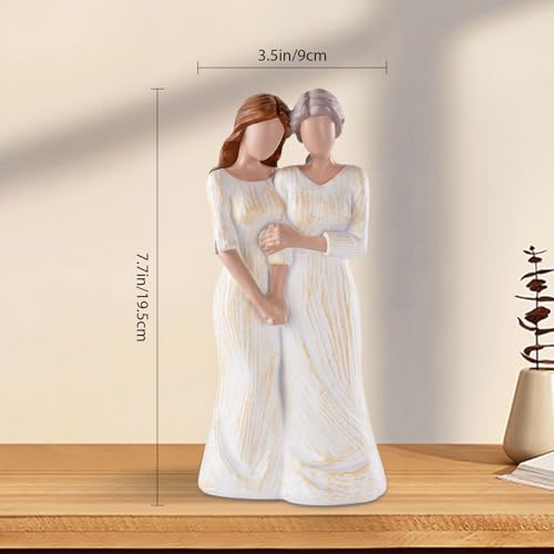 Storieme Mom Birthday Gifts from Daughter: 7.7" Hand-Painted Mother Daughter Resin Figurine Statue - Sentimental Mothers Day Home Shelf Decor for Women - style: Side by Side