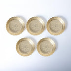 Shubhkart Solid Brass Decorative Nakshi Plate Set for Puja, Decoration & Gifting (Medium 9.5 cm, Pack of 5, Solid Brass) - size: Medium (Pack of 5)