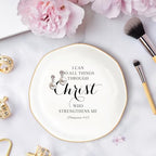 Christian Gifts for Women, Bible Verse Ceramic Jewelry Dish Trinket Ring Tray, Inspirational Floral Gift for Mom Sister Friend Birthday Christmas-I Can Do All Things Through Christ (White-Christ2) - color: White-Christ2