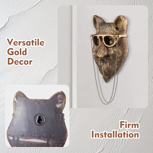 UITWMKTG Gold Animal Head Wall Decor Wall Sculpture Home Decor Statue for Living Room Office Bedroom Modern Decor for Men Women Fox - color: Fox