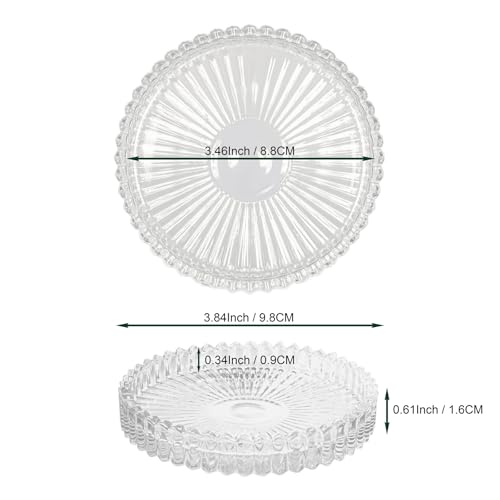3.8 Inch Clear Glass Pillar Candle Holder Plates Set of 4 Coaster Holder Round Candle Stand for Table Centerpieces, Wedding,Party,and Home Decor - color: Clear