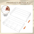 Briwooody 2 Pcs Acrylic Desk Drawer Organizer Maximum 11.8 x 17 x 1.9 Inch Expandable Drawer Organizer Trays with 7 Adjustable Compartments Desk Accessories for Makeup Silverware Office Bathroom - size: 11.8 x 17 x 1.9 Inch