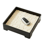 7-Inch Square Decorative Tray, Multi-Purpose Organizer for Keys, Cosmetics, Jewelry, Snacks, Modern Minimalist Style (Black + White mat)