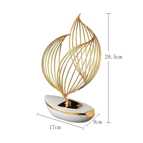 BOWERY HILL Gold Resin Geometric Metal Sculpture, 6.69" L x 3.5" W x 11.61" H, Abstract Twisted Design, Modern Tabletop Decor for Living Room, Office, or Shelves, Durable and Elegant Finish