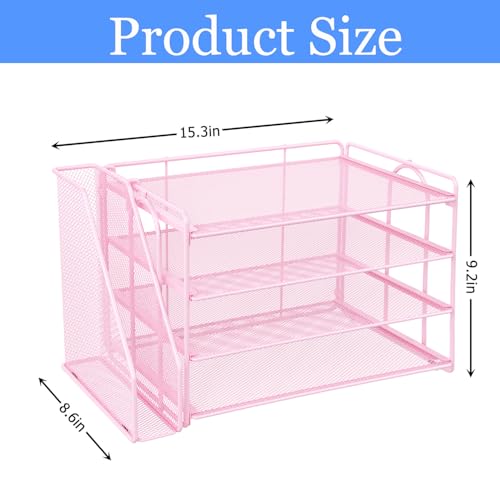 gianotter 4-Tier Paper Organizer With Magazine Holder, Desk Organizers and Accessories, Desk Accessories & Workspace Organizers, File Organizer for Office Supplies Storag (Pink, 4-Tier) - color: Pink, size: 4-Tier