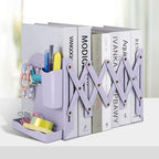 Honagu Adjustable Bookends, Metal Book Ends for Shelves Heavy Book, Bookend for Home, Office, Books, Papers, Book Stopper with Removable Hook, Pen Holder, Gifts for Students, Teachers（Light Purple） - color: Light Purple