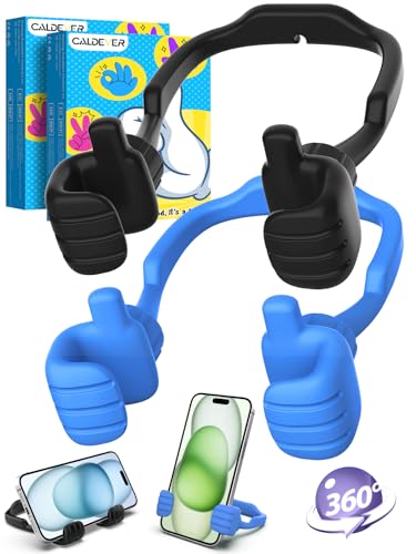 CALDEVER Easter Basket Stuffers for Teens Boys Girls Him Men Ideas: 2 Pack Thumbs Up Lazy Phone Stand Cell Phone Holder Easter Gifts for Kids Teenage Son Her Women Wife Adults Funny Cool Gadgets - color: Black & Blue, size: 2