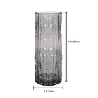 9.8 Inch Black Glass Vase, Glacier Glass Flower Vase, Boho Cylinder Ribbed Vase for Centerpiece, Living Room, Kitchen, Bookshelf, Dinner Table