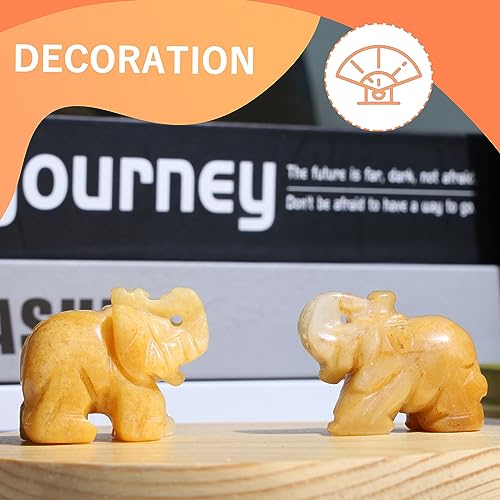 QINJIEJIE Yellow Jade Crystals Elephant Decor Cute Desk Stones Figurine Natural Gemstones Luck Decoration Room Office Pocket Hippie Statue Meditation Spiritual Christmas Stocking Stuffers Gift Women - color: Yellow Jade