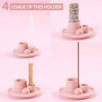 Palo Santo Sticks Holder, Multi-Purpose Handmade Ceramic Incense Burner for Palo Santo Incense Sticks, Sage Holder for Burning, Ash Catcher Tray for Meditation Yoga Room (Pink) - color: Pink