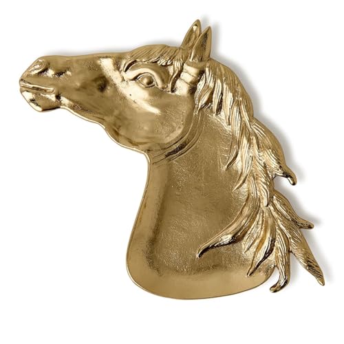 Two's Company Derby Horse Trinket/Desk Tray in Antiqued Brass Finish, 6-inch Height