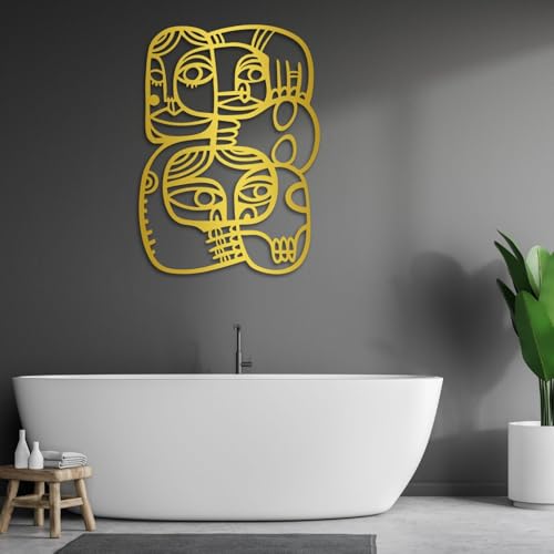 Abstract Faces Metal Wall Art,Picasso Faces Metal Wall Decor,Abstract Wall Art for Living Room, Bedroom, Bathroom,Office(Silver,28x20inch/70x51cm) - color: Silver, size: 28x20inch