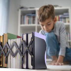 Officemate Adjustable Bookends, Expandable 4"-18", Black. - color: Black