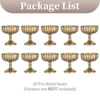 Sziqiqi Gold Urn Vase for Wedding: 7.9in Large Compote Vases Centrepieces with Crystal Beads for Table Decorations - Set of 10 Metal Urn Vases for Flower Arrangement Bowl Vase for Party Anniversary