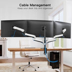 HUANUO Triple Monitor Stand - Full Motion Articulating Monitor Mount Fit Three 17 to 32 inch LCD Computer Screens with Clamp, Grommet Kit - color: White