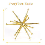 8" Gold Decorative Sphere, Metal StarburstTabletop Sculpture, Abstract Tabletop Decorative Ball for Home Metal Sphere Decor