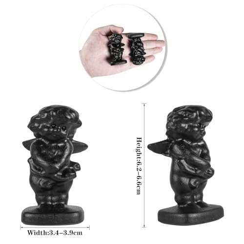 Nupuyai Hand Carved Cupid Angel Statue for Home Decor, Natural Black Obsidian Crystal Figurine Stone Sculpture Decoration for Fengshui - style: Cupid Angel