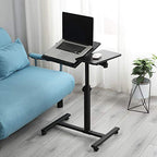 TigerDad Overbed Bedside Desk Mobile Rolling Laptop Stand Tilting Overbed Table with Wheels Height Adjustable Tray Table for Laptop Bed Sofa Side Table (Black) - color: Black