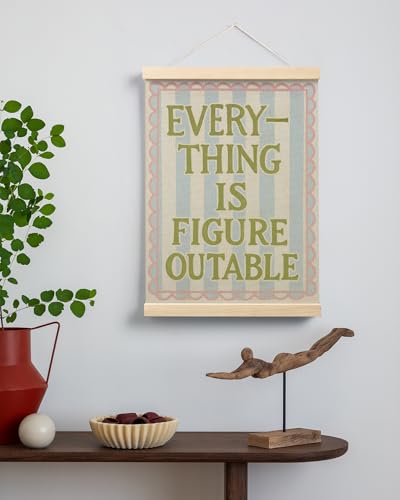 FGFK Everything Is Figureoutable Wall Art Poster Hanger Frame, Motivational Office Decor, Dopamine Positive Affirmations Canvas Prints Framed Wall Decor for Girls Bedroom College Dorm, 12x16 Inch - color: Girly Pink and blue